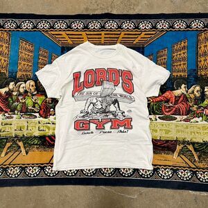 Vintage lords gym Jesus White Tshirt Size medium Living Epistles His pain